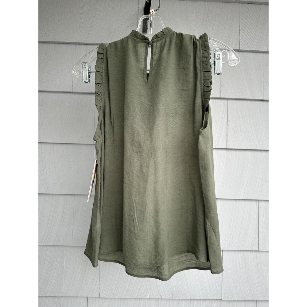 NANETTE LEPORE Blouse Womens Small‎ Green Sleeveless Smocked Yoke Boho Top NWT - Picture 2 of 7